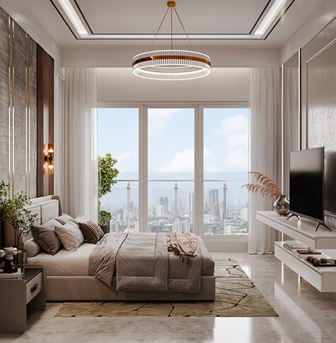 Comfortable Bedrooms with Floor to Ceiling Windows